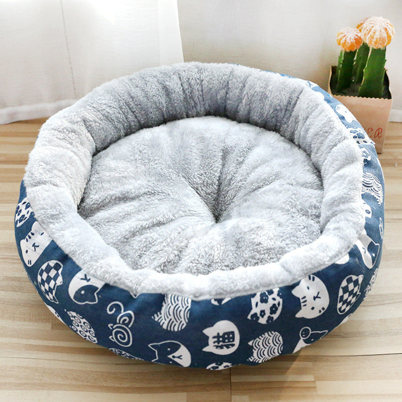 Dog And Cat Litter Padded With Round Cotton - Blue / L