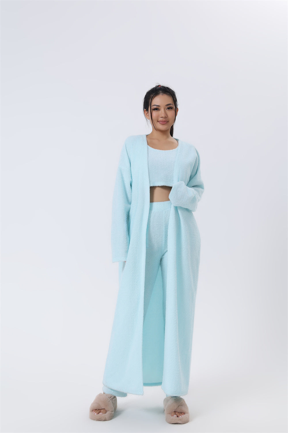 Cozy Pajama Set 3 Piece Lounge Set Cute Loungewear Warm Suit Sets Matching Set Lounge Set 3 Piece Pant Sets Women