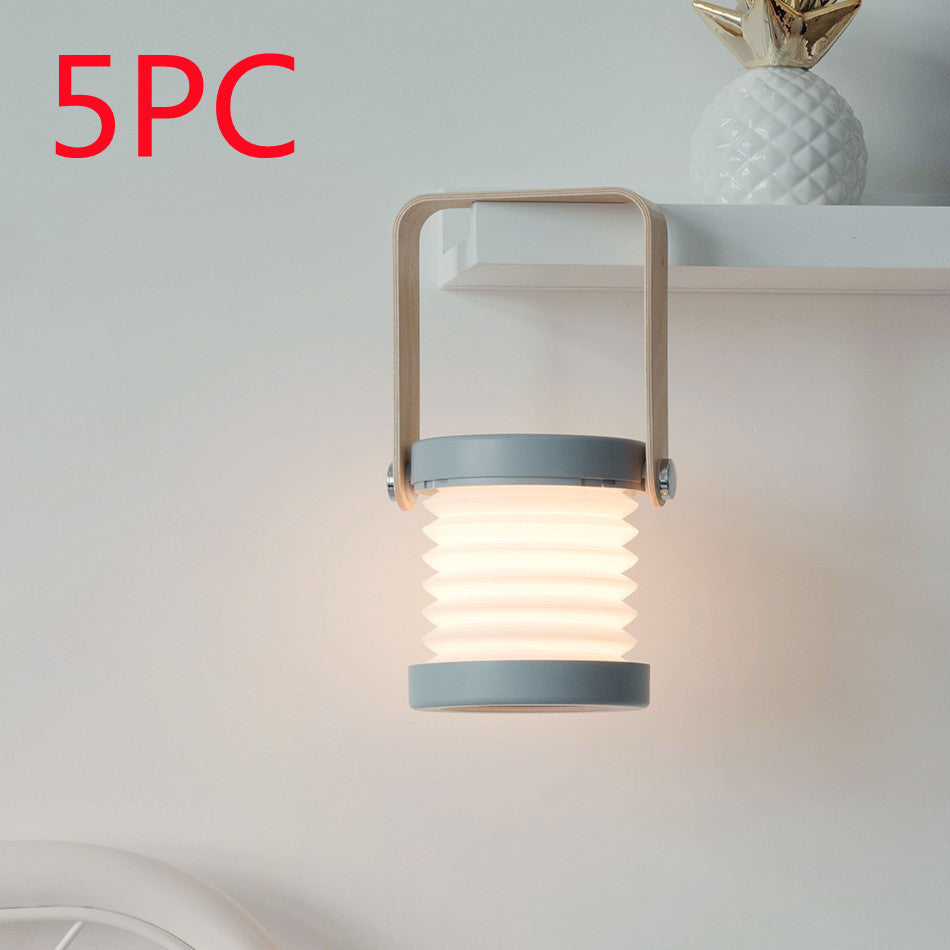 Foldable Touch Dimmable Reading LED Night Light Portable Lantern Lamp USB Rechargeable For Home Decor - Grey 5PC