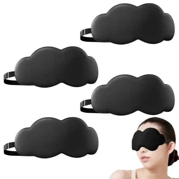 3D Contoured Sleep Mask – 100% Light Blocking Ultra-Soft Eye Cover for Travel Yoga & Rest - Cloud style 4pcs