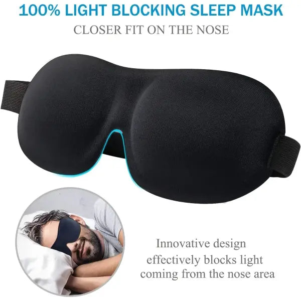 3D Contoured Sleep Mask – 100% Light Blocking Ultra-Soft Eye Cover for Travel Yoga & Rest