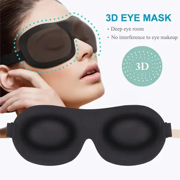 3D Contoured Sleep Mask – 100% Light Blocking Ultra-Soft Eye Cover for Travel Yoga & Rest