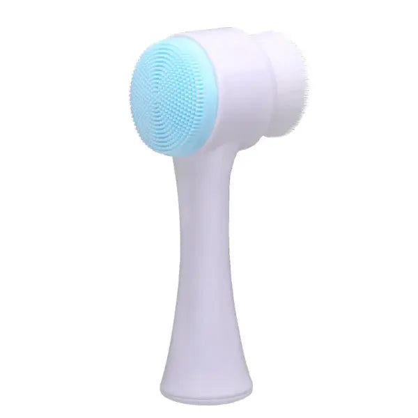 3D Double-Sided Silicone Facial Cleansing Brush – Soft Bristles Exfoliator & Manual Massage Face Wash Brush - Blue