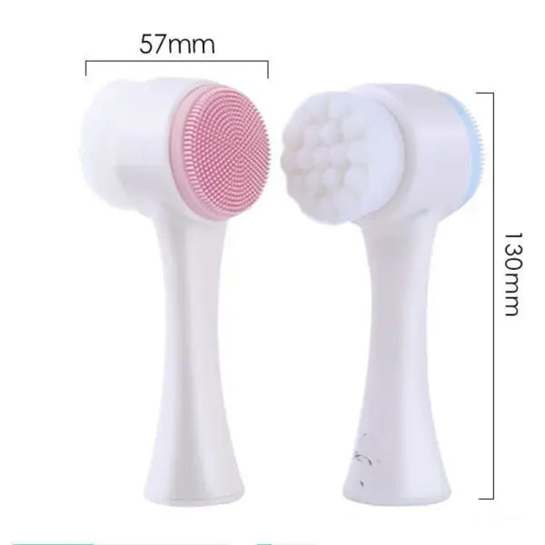3D Double-Sided Silicone Facial Cleansing Brush – Soft Bristles Exfoliator & Manual Massage Face Wash Brush