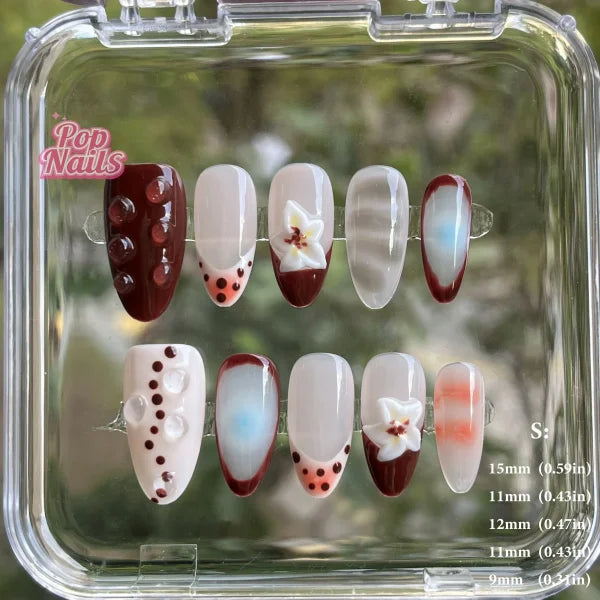 3D Flower Acrylic Full Nail Tips Set with Excellent Customer Service - S (No.EX002)