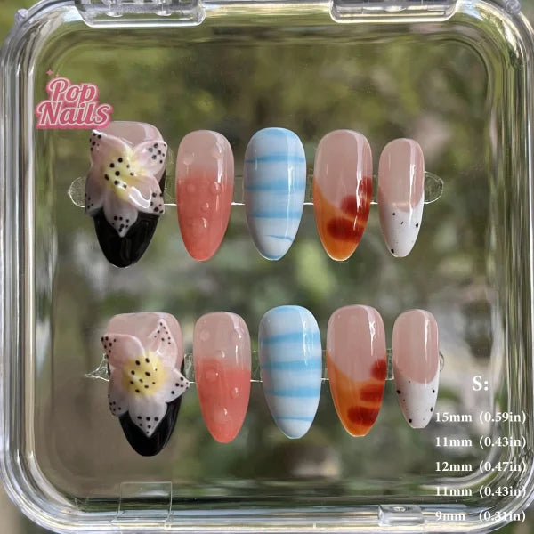 3D Flower Acrylic Full Nail Tips Set with Excellent Customer Service - S (No.EX003)