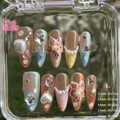 3D Flower Acrylic Full Nail Tips Set with Excellent Customer Service - L (No.EX006)