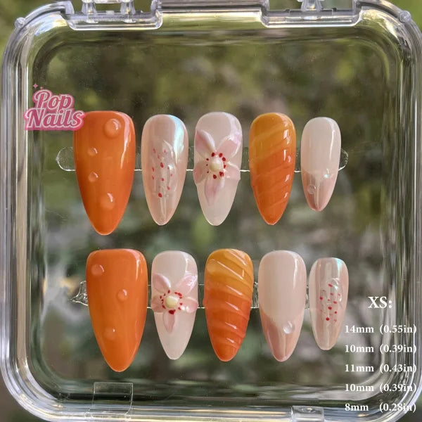 3D Flower Acrylic Full Nail Tips Set with Excellent Customer Service - XS (No.EX005)