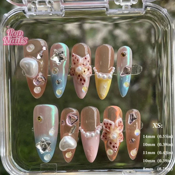 3D Flower Acrylic Full Nail Tips Set with Excellent Customer Service - XS (No.EX006)