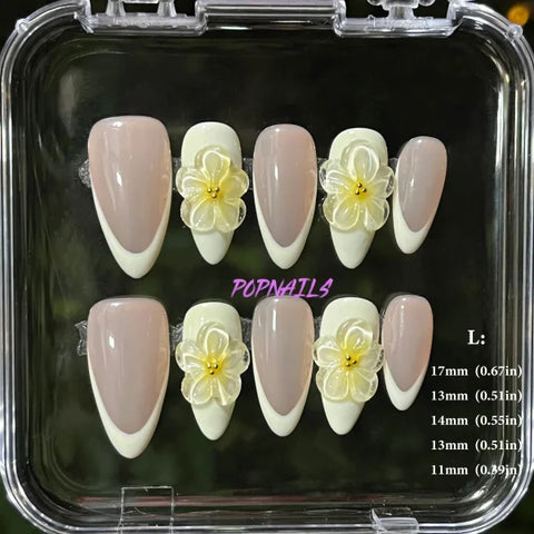 3D Flower Acrylic Full Nail Tips Set with Excellent Customer Service - L flower 15