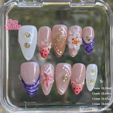 3D Flower Acrylic Full Nail Tips Set with Excellent Customer Service - S flower 23