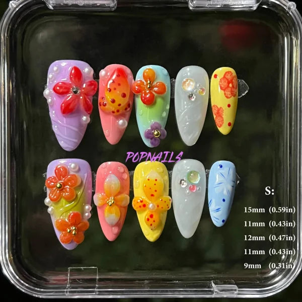 3D Flower Acrylic Full Nail Tips Set with Excellent Customer Service - S flower 13