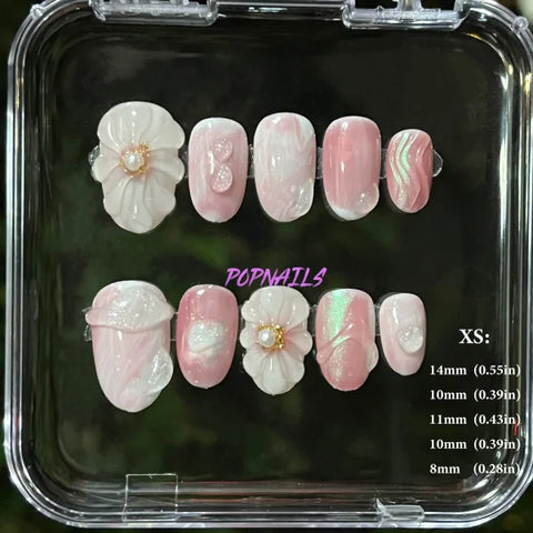 3D Flower Acrylic Full Nail Tips Set with Excellent Customer Service - XS flower 10