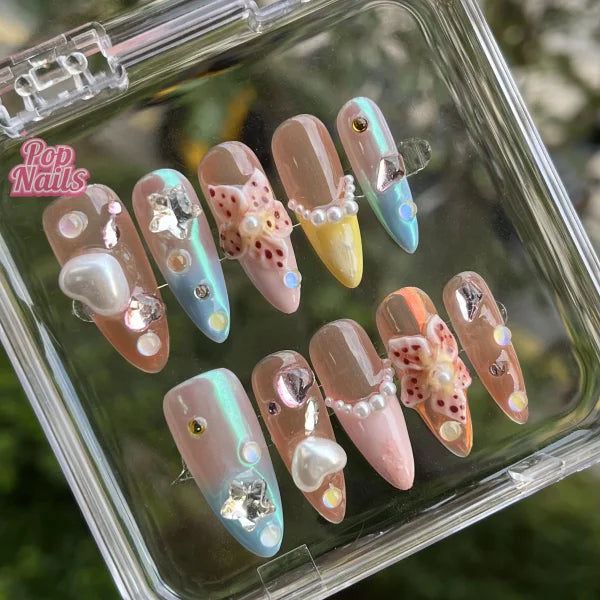 3D Flower Acrylic Full Nail Tips Set with Excellent Customer Service