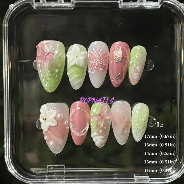 3D Flower Acrylic Full Nail Tips Set with Excellent Customer Service - L flower 18