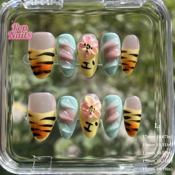 3D Flower Acrylic Full Nail Tips Set with Excellent Customer Service - L (No.EX001)