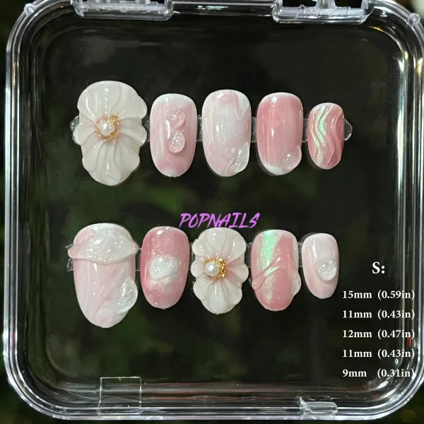 3D Flower Acrylic Full Nail Tips Set with Excellent Customer Service - S flower 10