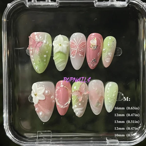 3D Flower Acrylic Full Nail Tips Set with Excellent Customer Service - M flower 18