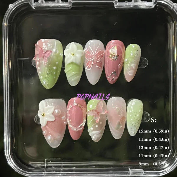 3D Flower Acrylic Full Nail Tips Set with Excellent Customer Service - S flower 18