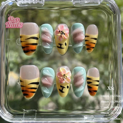 3D Flower Acrylic Full Nail Tips Set with Excellent Customer Service - XS (No.EX001)