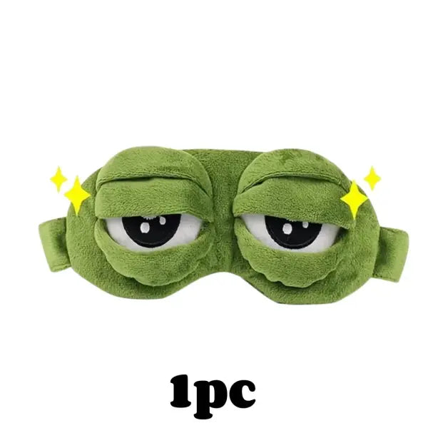 3D Frog Sleep Mask – Cartoon Soft Eyeshade for Travel Office & Home Sleep - 1pc