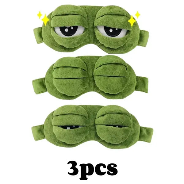 3D Frog Sleep Mask – Cartoon Soft Eyeshade for Travel Office & Home Sleep - 3pcs