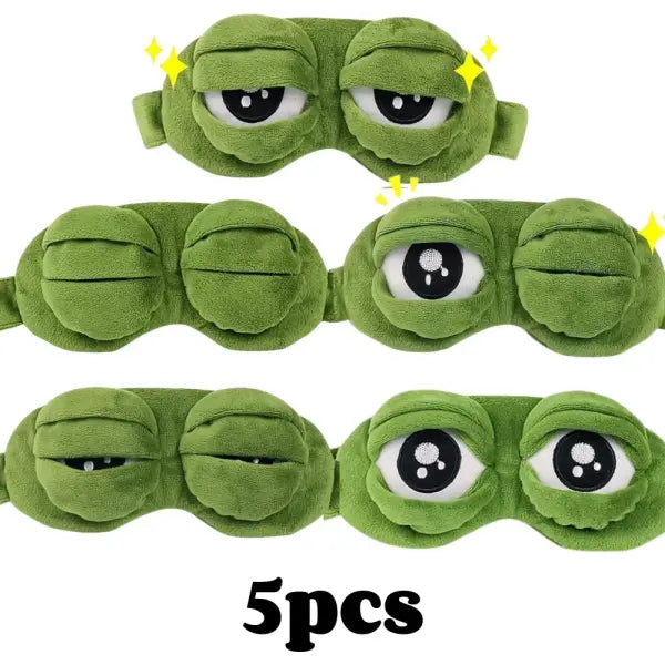 3D Frog Sleep Mask – Cartoon Soft Eyeshade for Travel Office & Home Sleep - 5pcs