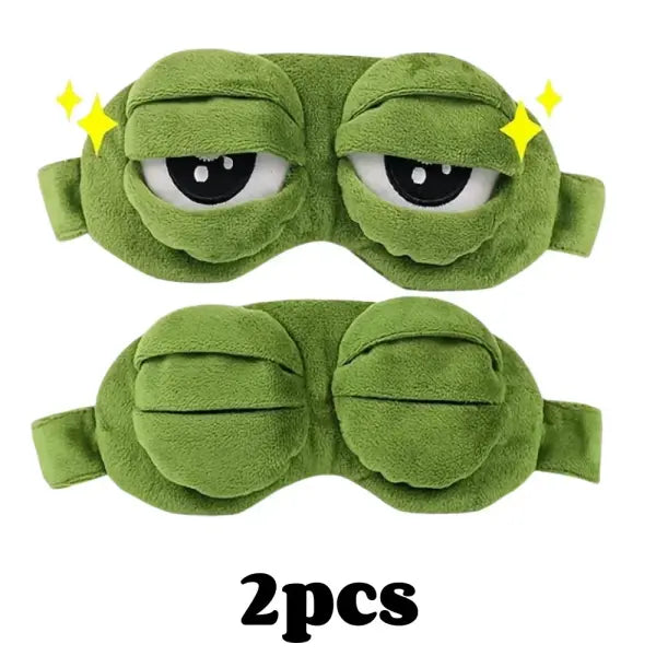 3D Frog Sleep Mask – Cartoon Soft Eyeshade for Travel Office & Home Sleep - 2pcs
