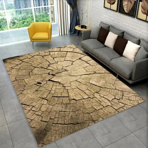 3D HD Wood Grain Area Rug - Retro Non-Slip Carpet for Living Room & Bedroom