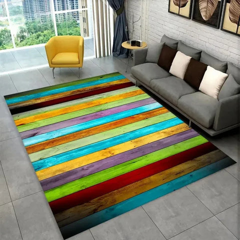 3D HD Wood Grain Area Rug - Retro Non-Slip Carpet for Living Room & Bedroom