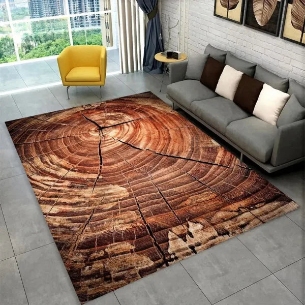 3D HD Wood Grain Area Rug - Retro Non-Slip Carpet for Living Room & Bedroom