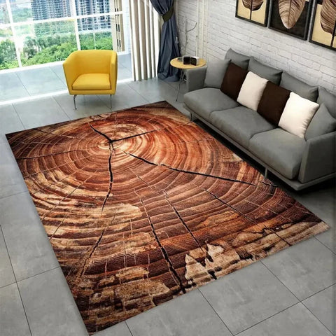 3D HD Wood Grain Area Rug - Retro Non-Slip Carpet for Living Room & Bedroom