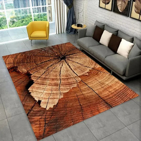 3D HD Wood Grain Area Rug - Retro Non-Slip Carpet for Living Room & Bedroom