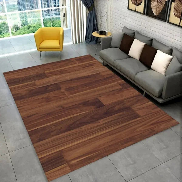 3D HD Wood Grain Area Rug - Retro Non-Slip Carpet for Living Room & Bedroom