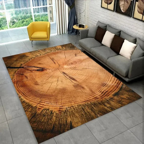 3D HD Wood Grain Area Rug - Retro Non-Slip Carpet for Living Room & Bedroom