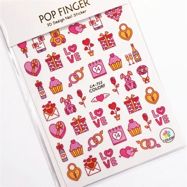 3D Love Heart Adhesive Sticker for Women's Fashion and Beauty Products - Himpall