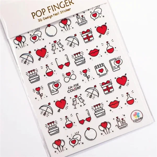 3D Love Heart Adhesive Sticker for Women's Fashion and Beauty Products - Himpall