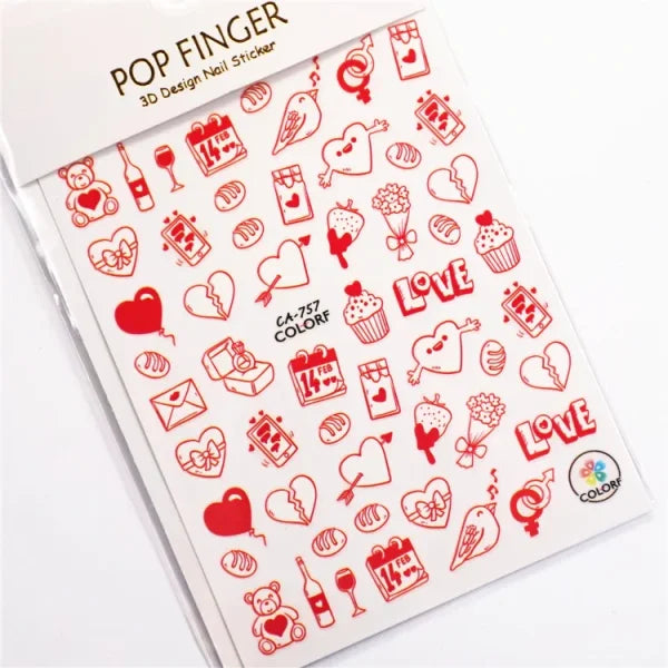3D Love Heart Adhesive Sticker for Women's Fashion and Beauty Products - Himpall