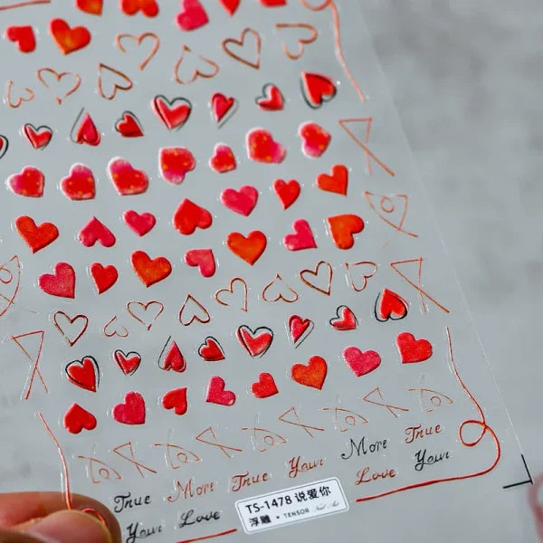 3D Love Heart Adhesive Sticker for Women's Fashion and Beauty Products - Himpall