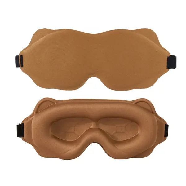 3D Padded Sleep Mask – Soft Eye Shade Blindfold for Full Light Block Sleep Aid Eyepatch - Brown
