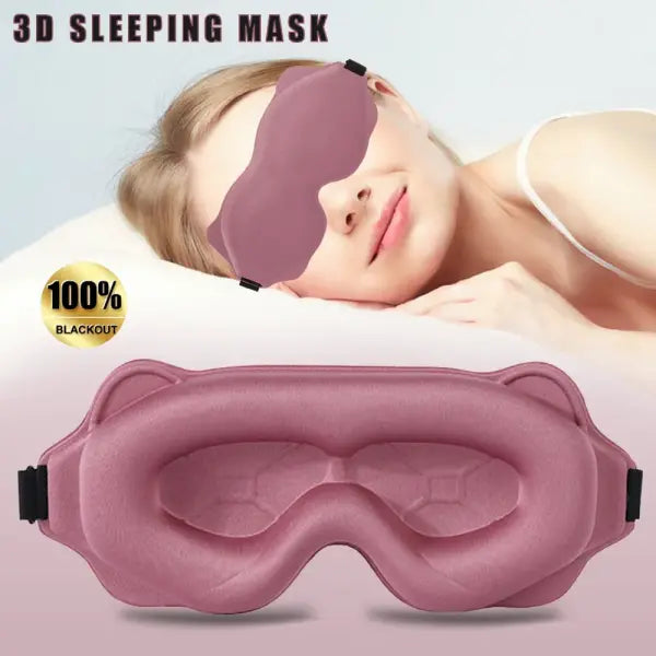 3D Padded Sleep Mask – Soft Eye Shade Blindfold for Full Light Block Sleep Aid Eyepatch