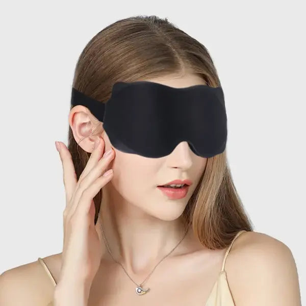 3D Padded Sleep Mask – Soft Eye Shade Blindfold for Full Light Block Sleep Aid Eyepatch