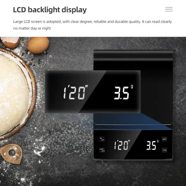 3kg/0.1g Coffee Scale with Timer Kitchen Tools Digital Multifunction Weighing Scale Pour Over Drip Espresso Scale LCD