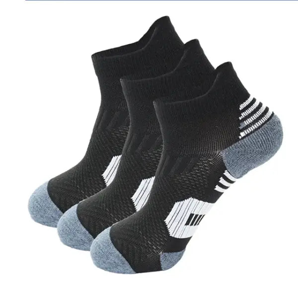 Basketball training sports socks polyester spandex quick-drying running - 3 black color / size 37-42