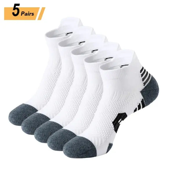 Basketball training sports socks polyester spandex quick-drying running - 5 Pairs white / size 37-42