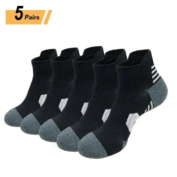 Basketball training sports socks polyester spandex quick-drying running - 5 Pairs black / size 37-42