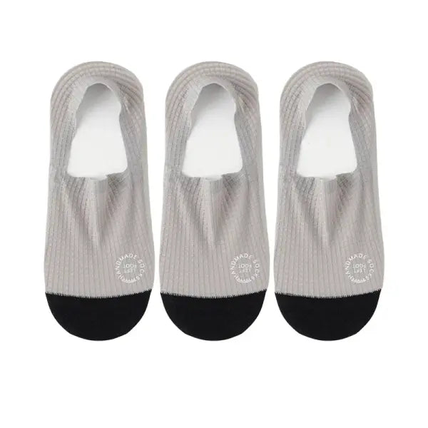 3pcs Sexually Suggestive No Men’s Waffle Knit Invisible Boat Socks - grey / EU 37-44