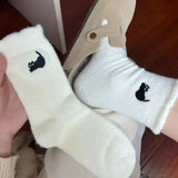 3Pairs Premium Feel Cute Cat Cozy Hairy Mink Velvet Socks Autumn Winter Hosiery Thickened Plush Warm Sleep Home Fluffy