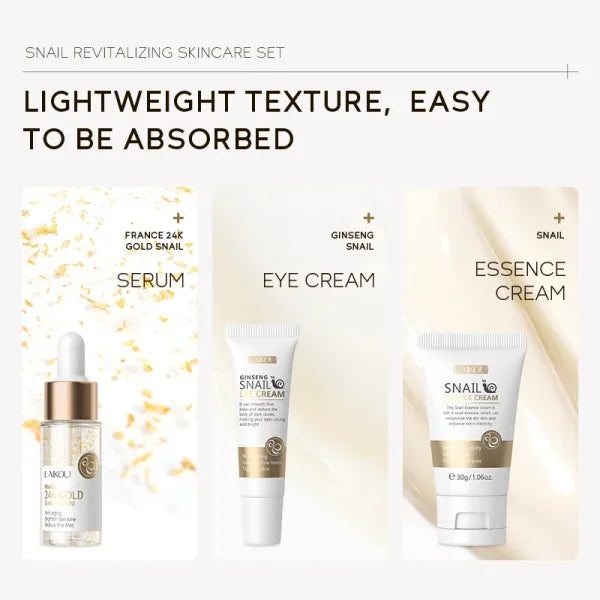 3pcs LAIKOU Vitamin C 24K Golden Sakura Skin Care Set – Face Cream Serum & Eye Cream for Moisturizing & Anti-Wrinkles