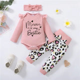 3PCS Baby Girl Autumn Outfit – Mama Print Long Sleeve Romper Love Heart Pants & Headband Set
